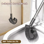 brosse wc acier inoxydable gris bristles noirs moderne adhésif crochet long manche