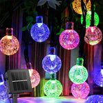 guirlande lumineuse solaire blanc chaud boules translucides moderne clips fixationextérieur ip65 led 37v abs