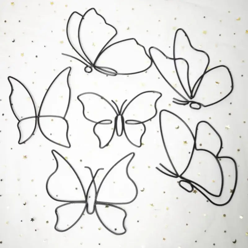 décoration murale papillons métal noir minimaliste set six pièces