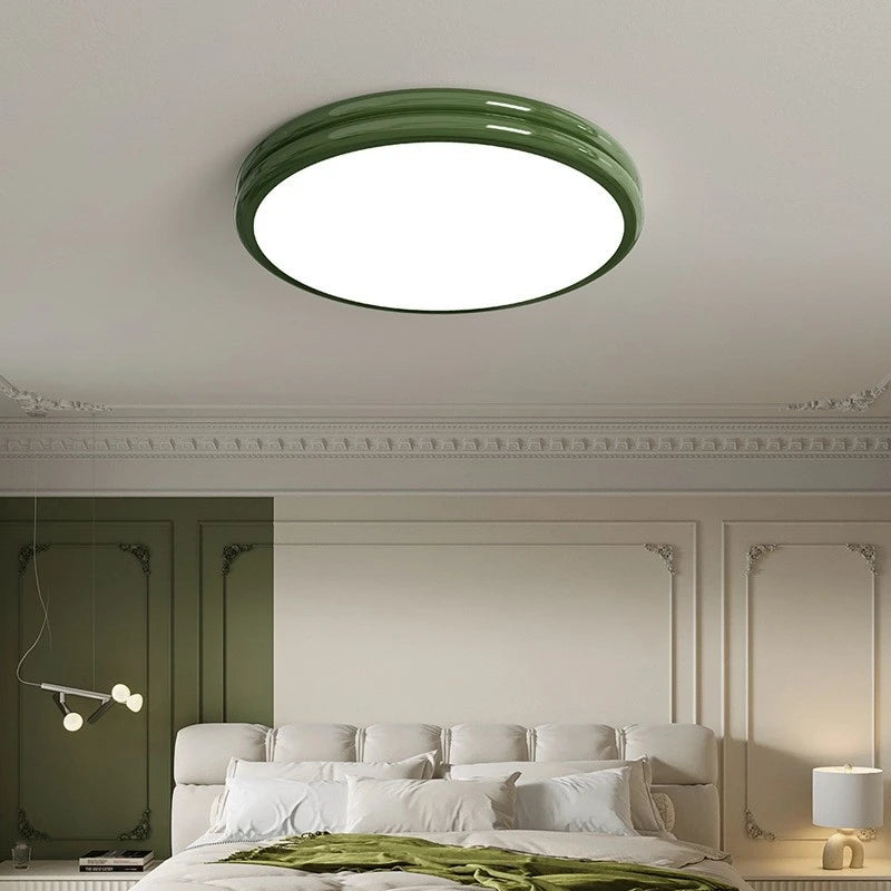 plafonnier led moderne rouge vert blanc opaques rond lisse.Surface monté interrupteur bouton