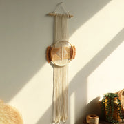 Décoration murale en macramé rond style Boho marron fait main pour chambre et salon