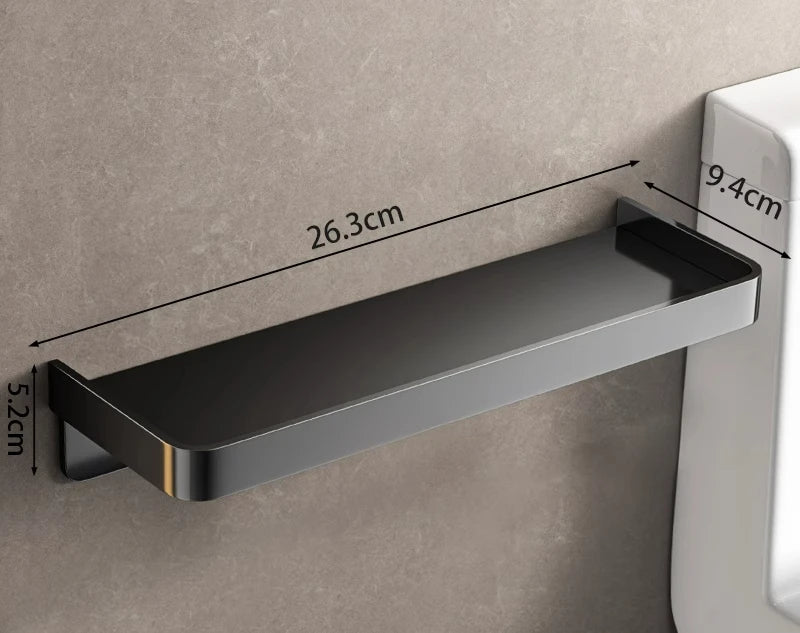 étagère murale moderne étagère métal argenté grille perforations salle bains rangement toilettessupport mural non