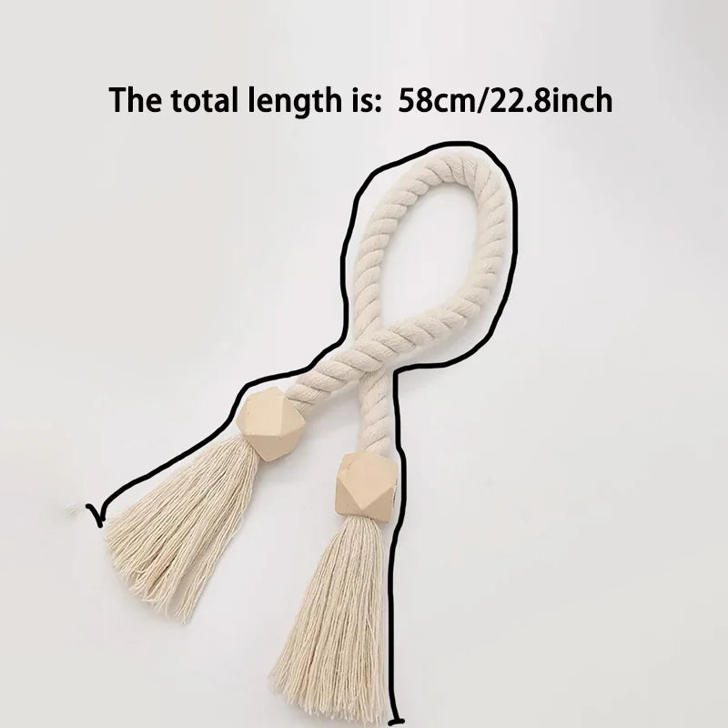 boucles rideau bois franges beige moderne bohème décoratives salle bain chambre