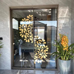 autocollants décoratifs modernes fleurs stylisées doré rouge blanc pvc adhésifs intérieur extérieur 28x56 42x84