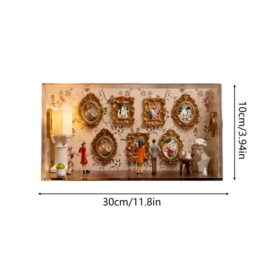 Cadre photo mural classique or fleurs 10 cadres figurines buste bougie vase