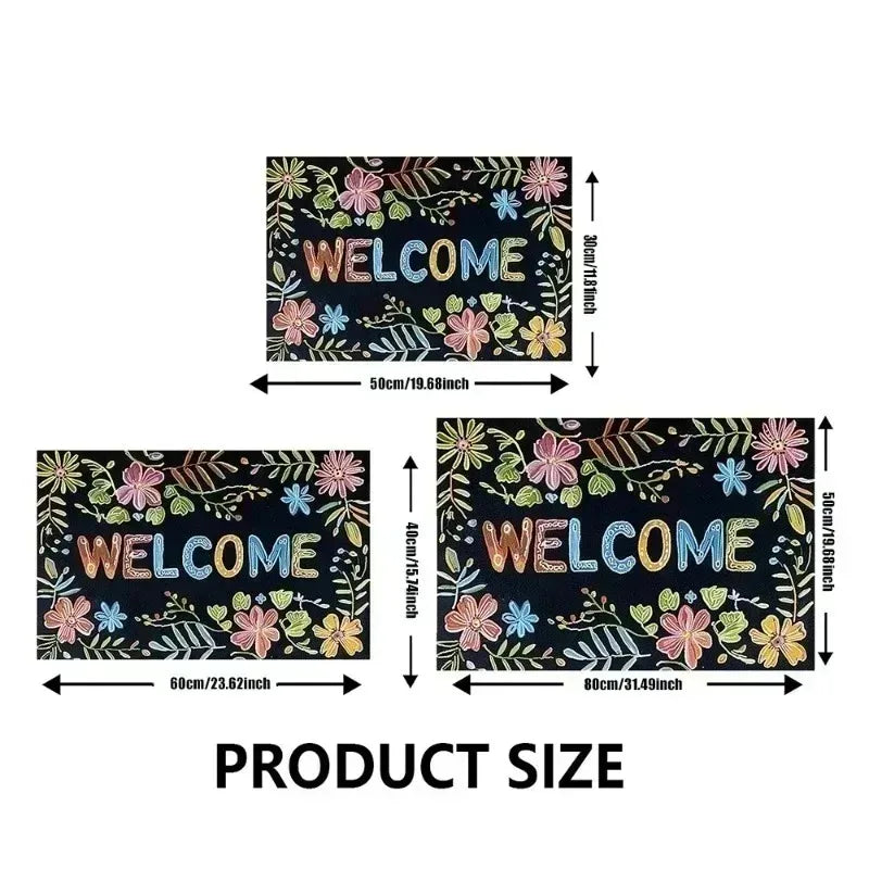 tapis moderne floral relief vert foncé rose blanc entrée bain lettres cœur feuilles
