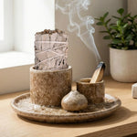 brûleur encens céramique rustique support palo santo sauge decoration maison artisanal moderne