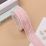 rubans décoratifs élégants noir blanc beige rose tissu carreaux bordure perlée classique 2mètres
