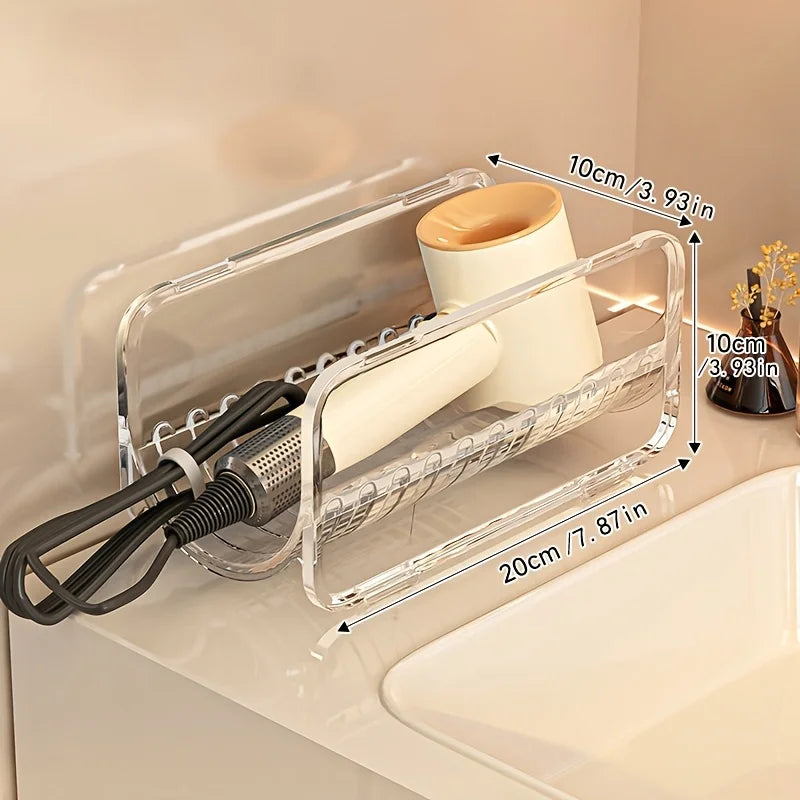 rangement porte accessoires coiffure transparent moderne fixation murale étagères empilables salon salle bain