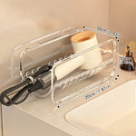 rangement porte accessoires coiffure transparent moderne fixation murale étagères empilables salon salle bain