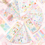 sticker livre pages stickers notes pochettes rangement anneaux métalliques motifs géométriques couleurs créatives mignonnels