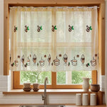 rideau moderne beige motif crème glacée polyester légèrement transparent translucide oeilletsextérieur decoration