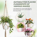 supports plante suspendue macramé boho tissé beige blanc pot fleurs chaines jardins