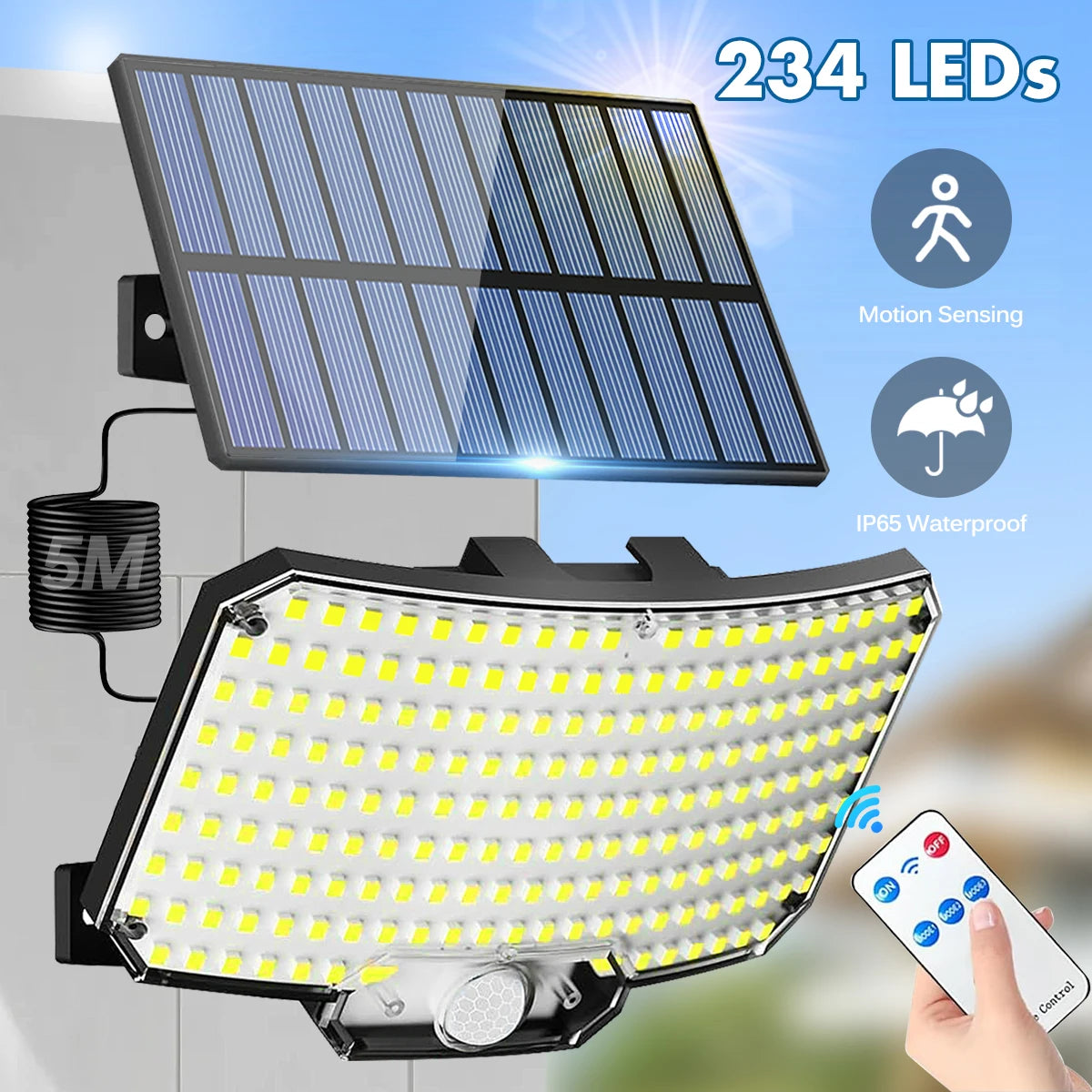 lampes solaires extérieures détecteur mouvement ip65 led moderne télécommande sécurité blanc