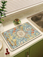 tapis cuisine absorbant motif floral fleurs rectangle décoratif évier plan travail