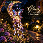 lampe solaire décorative ornement papillon lune cristaux transparents artisanal romantique noëlextérieur