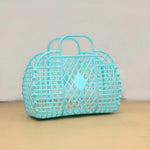 panier maille moderne noir rose clair bébé rangement réutilisable respectueux environnement minimaliste poignéescrição basée