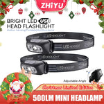 lampe frontale led rechargeable capteur mouvement sensoriel ceinture ajustable mode haut moyen bas đèn
