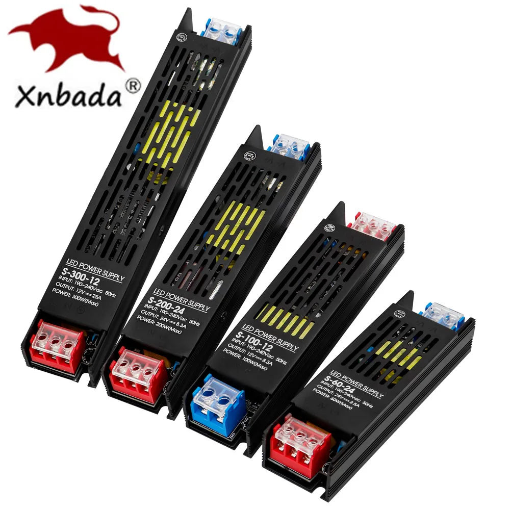 alimentation led transformateur 12v 24v 60w 100w 200w 300w 400w 500w noir