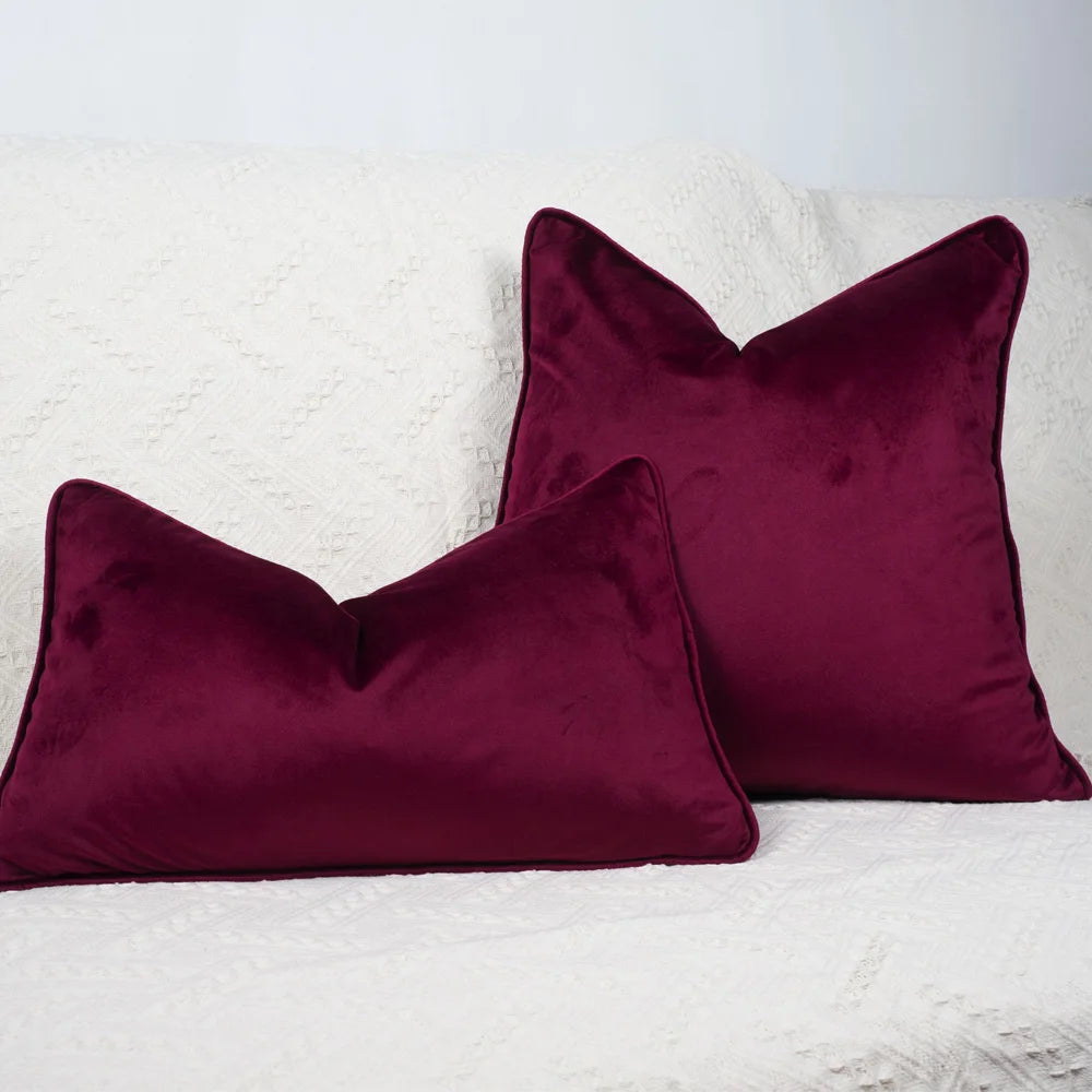 coussins décoratifs velours rouge foncé élégants intérieur sans rembourrage carrés simple