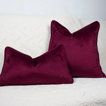 coussins décoratifs velours rouge foncé élégants intérieur sans rembourrage carrés simple