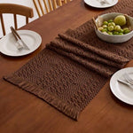 nappes table bohème franges polyester marron beige automne hiver printemps été decoration festive