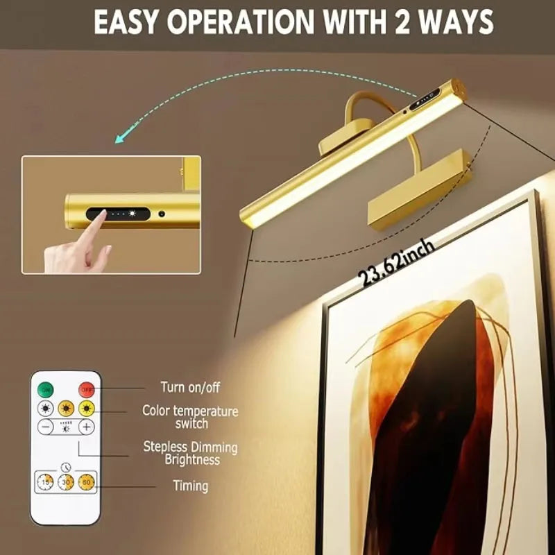 lampe led cadre or moderne rechargeable télécommande indicateur vis murale