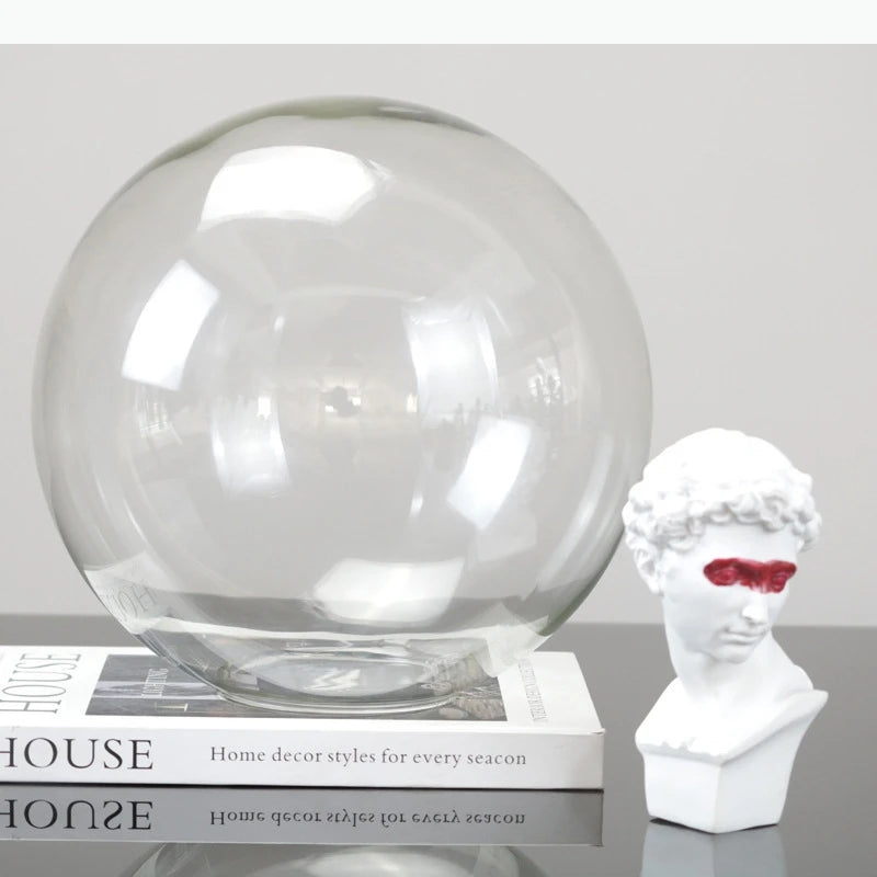 ornement sculpture homme buste globe verre contemporain blanc rouge grisDecorationArtFiguresOfficeItemModernDesignSculptureFigureDisplayItem