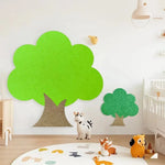 panneau mural arbre feutre vert rouge jaune rose orange décoration enfantine chambre classe