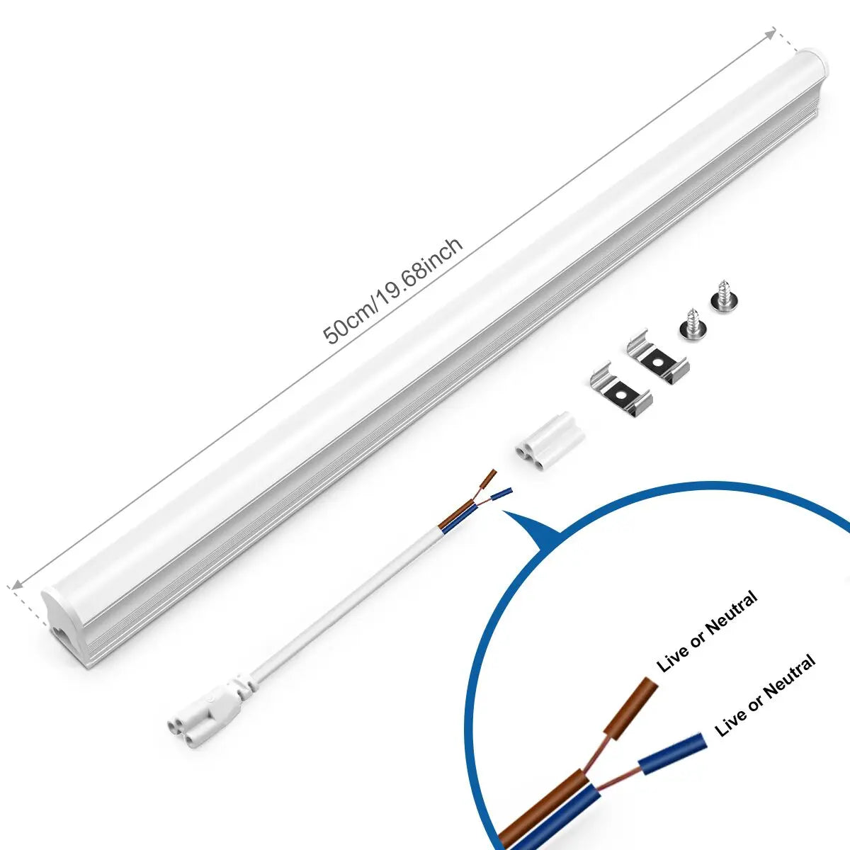 tube led blanc 50cm aluminium t5 éclairage intérieur moderne clips fixations