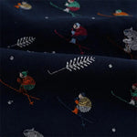 tissu brodé bleu marine personnages animés oiseaux animaux motifs floraux coton résistant bricolage nappe