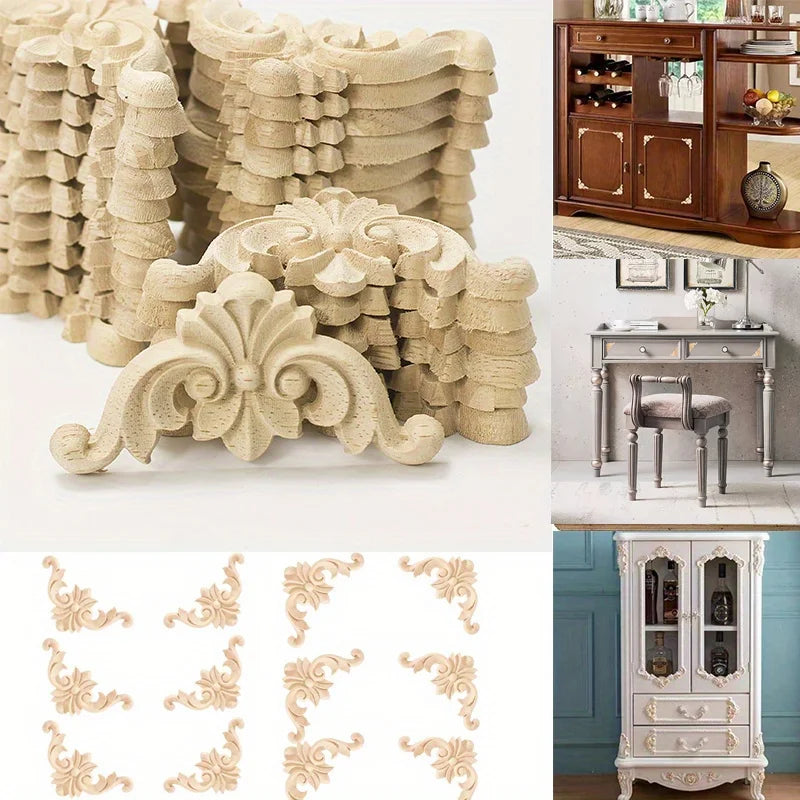 décoration murale bois sculpté fleurons volutes meuble bar armoire vitrée commode classique ornemental