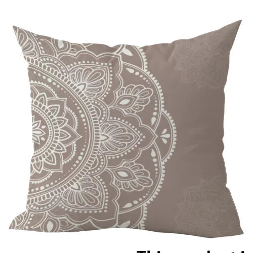 housse coussin mandala imprimé moderne 100 polyester beige gris clair 40x40cm 45x45cm 50x50cm 60x60cm