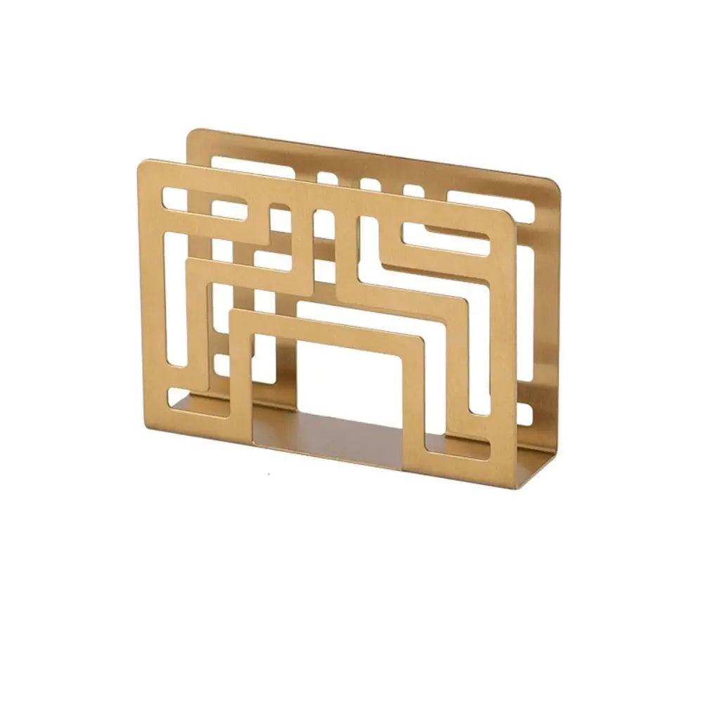 support livre moderne or noir argent grille géométrique acier inoxydable papier blanc