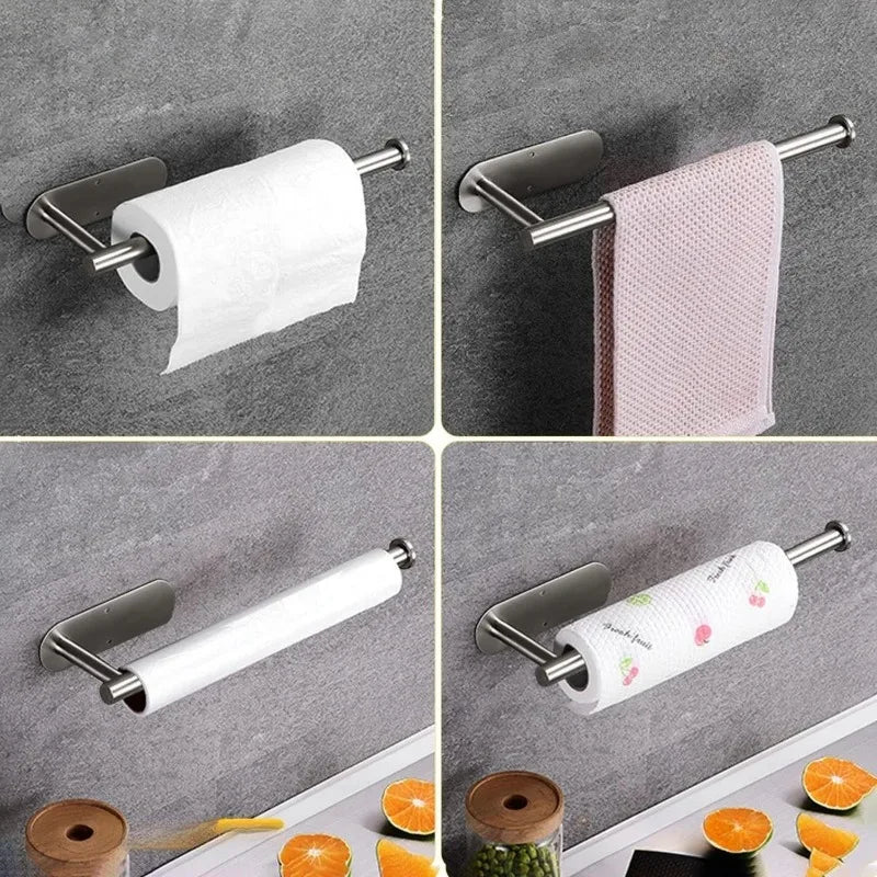 porte serviettes moderne adhésif porte papier toilette argent doré noir minimaliste