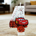 bougie numérique anniversaire lightning mcqueen disney glitter voiture forme chiffre blanc rouge