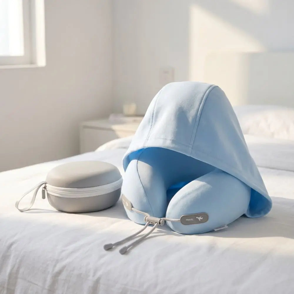 oreiller cou voyage forme mousse mémoire forme ergonomique doux velouté moderne bleu jaune rose