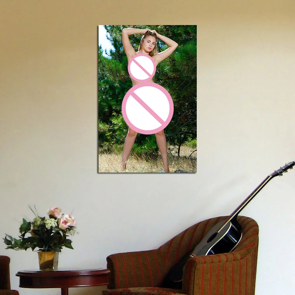 impression toile femme nature cerfs moderne décoration chambre guitare acoustique fleurs vase 40x60cm 50x75cm