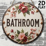 plaque décorative bois fleurs roses feuilles vertes vintage cordelette fixations salle bain chambre