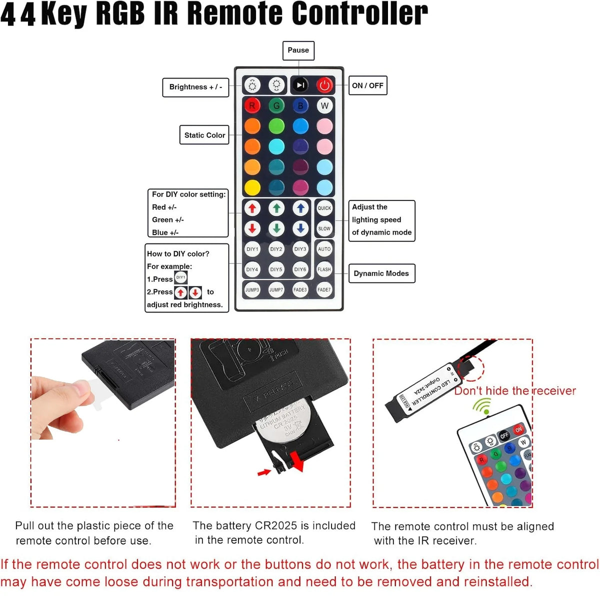ruban led multicolore 5v ir controle 44 touches 10m 20m 30m adhésif moderne télécommande