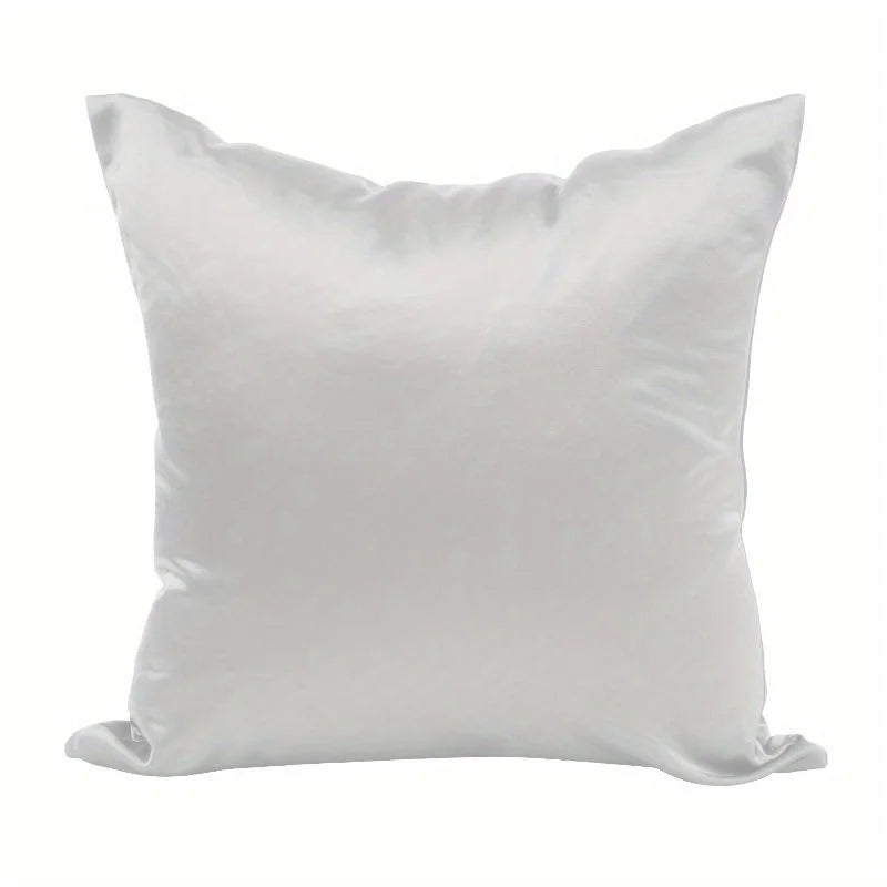 housse coussin satin polyester moderne beige uni lit 45x45 65x65 80x80 fixations invisibles