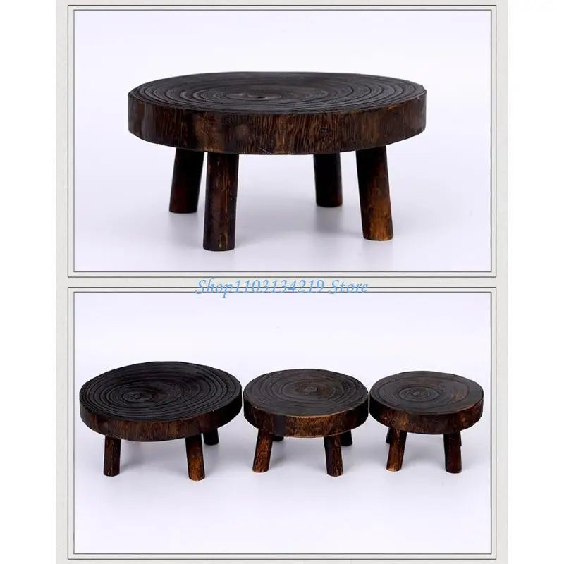 tabouret bois rustique motif naturel noir beige clair minimalisteintérieur extérieur support plante rusticité decoration