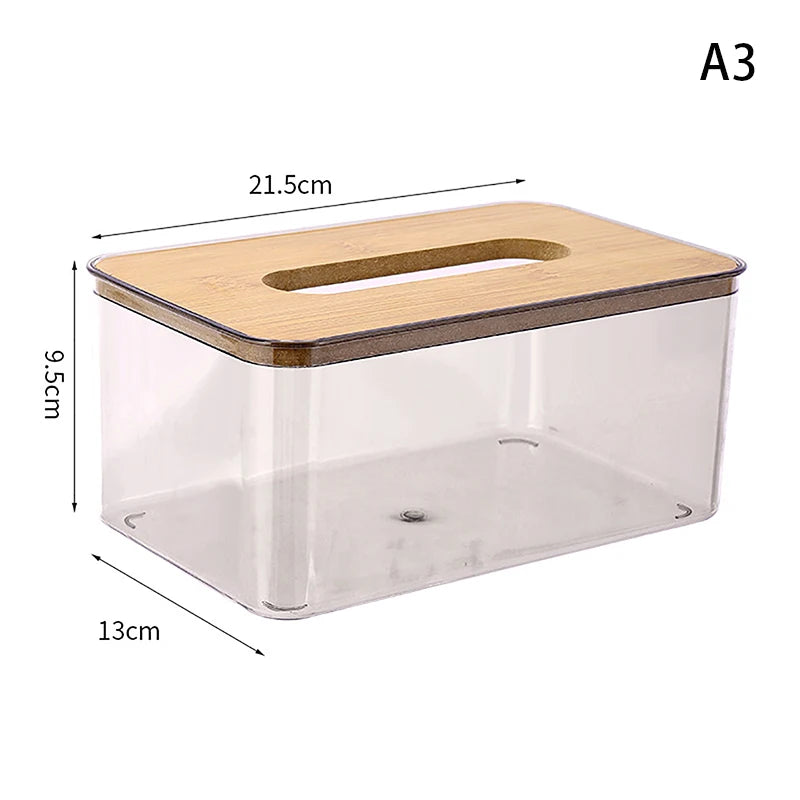boîte mouchoirs moderne plastique transparent texture bois papier toilette élégant rangement salon