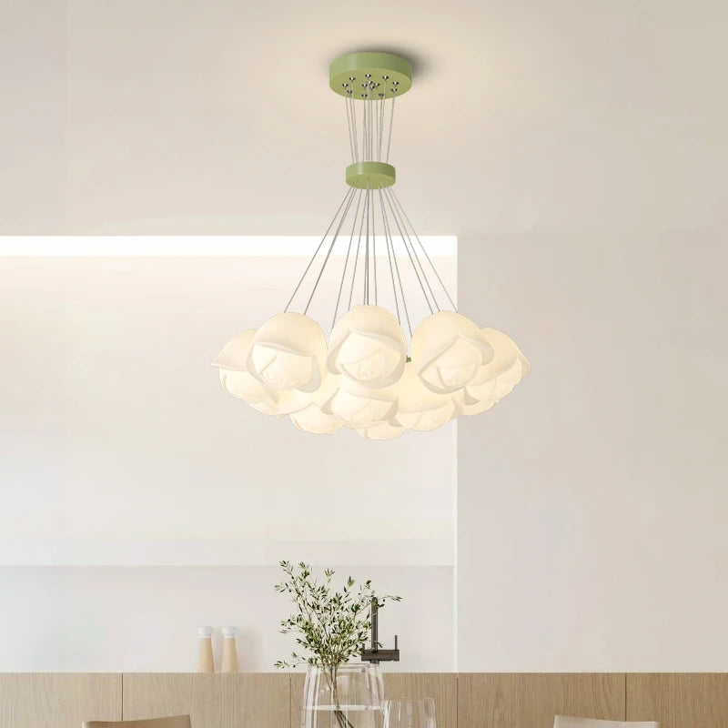 suspension lumineuse moderne fer blanc forme géométrique simple interrupteur tactile flux lumineux variable led