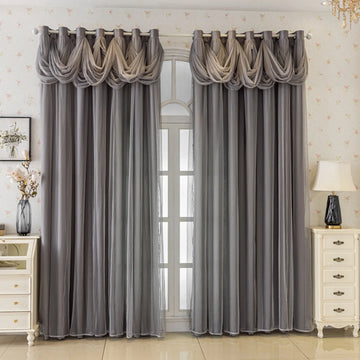 rideaux gris transparents voilage classique décoration romantique tissu plissé opaques tringle rideaux drapés japonais
