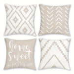 housse coussin motif géométrique moderne polyester beige blanc zipper 40x40cm chambre coucher canapé lit