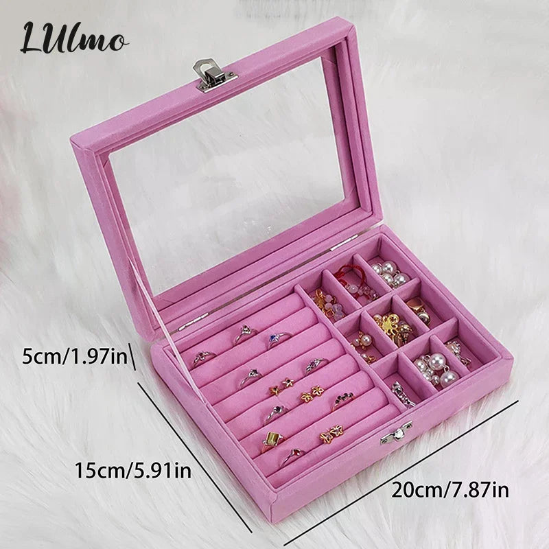 boîte bijoux velours blanc gris rose rangements boutons pression classique.storage box bijoux