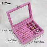 boîte bijoux velours blanc gris rose rangements boutons pression classique.storage box bijoux