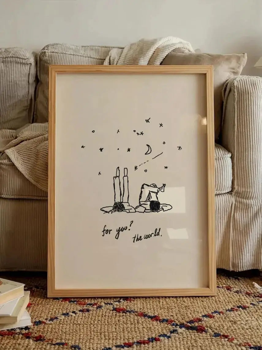 affiche minimaliste for you nature morte encadrée bois beige noir blanc rectangle vertical