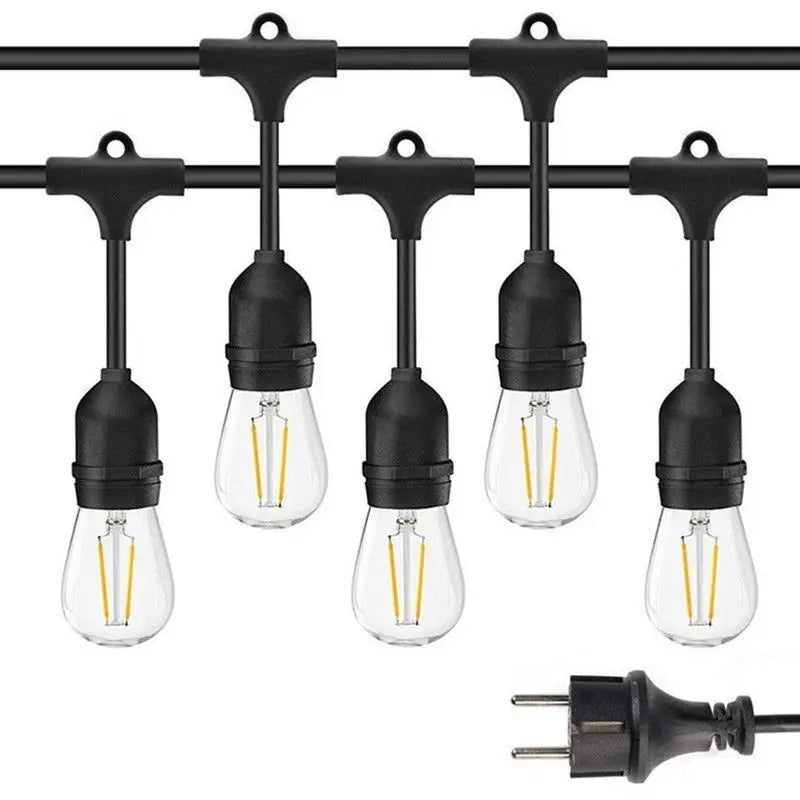guirlande lumineuse 15m 15 ampoules led noir transparent vintage industrielle imperméable extérieure noël jardin